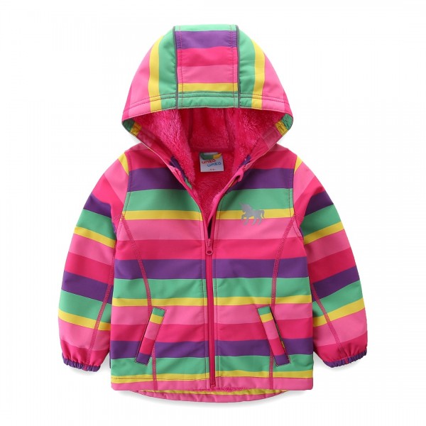 umkaumka Warm Windbreaker Jacket for Kids - Breathable Girl Jacket, Fleece Lined Hoodie, Waterproof Outdoor Clothing