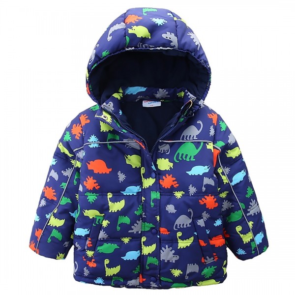 umkaumka toddler boy kids' warm jacket  Dino Hooded Fleece Lining 2T-6T light insulated prefect for mild winters 