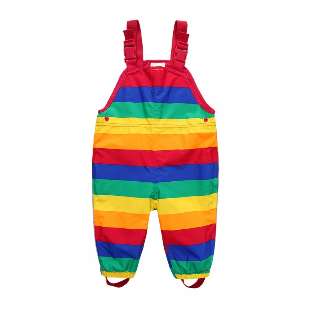 Kids Waterproof Rain Pants Dirty Proof Suspender Trousers for Boys and Girls