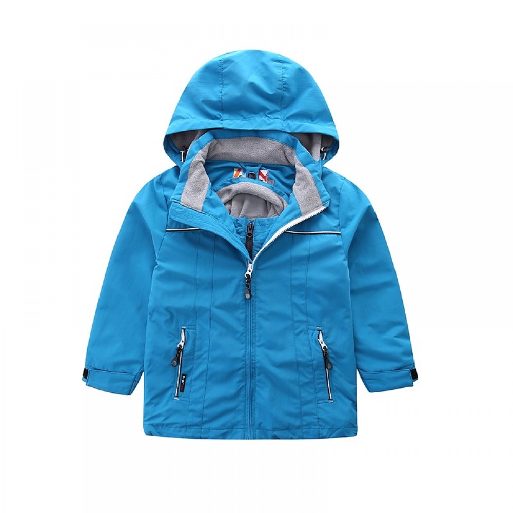 Boys girls windbreaker rain jacket waterproof windproof with detachable fleece west 4-7 years old 