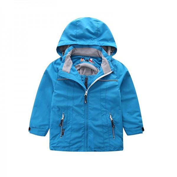 Boys girls windbreaker rain jacket waterproof windproof with detachable fleece west 4-7 years old 