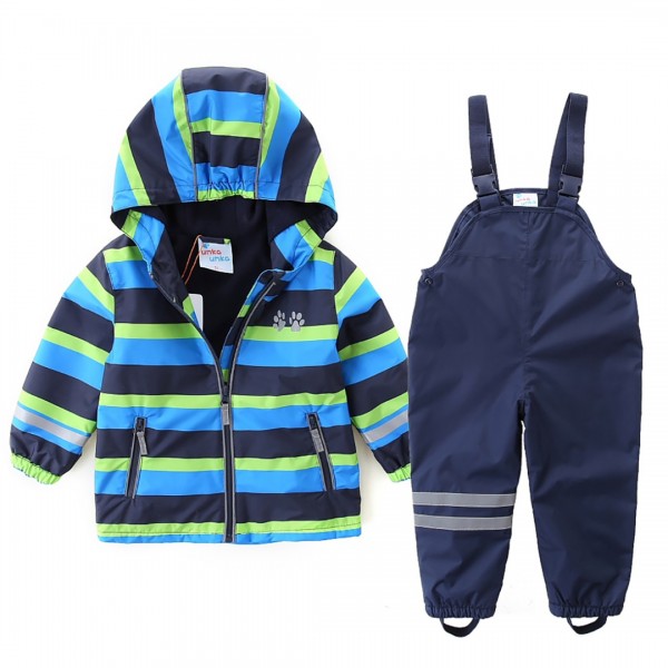 umkaumka Kids Rain Suit Set Waterproof Jacket with Suspender Rain Pants - Muddy Play (18 Months - 6 Years)